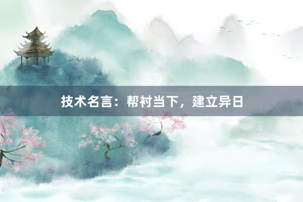 技术名言：帮衬当下，建立异日